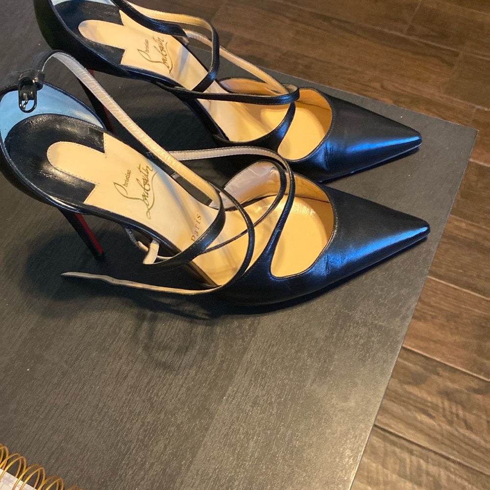 Christian Louboutin Strappy Black Pointed Toe Heels
